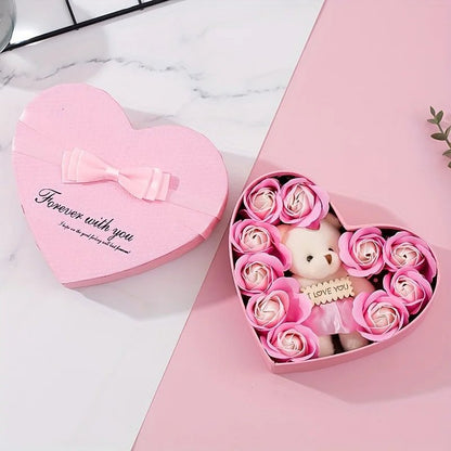 Valentine’s Day Rose Bear Gift Box – Elegant Soap Flower Gift - Buy Online at Bargain Bay Australia