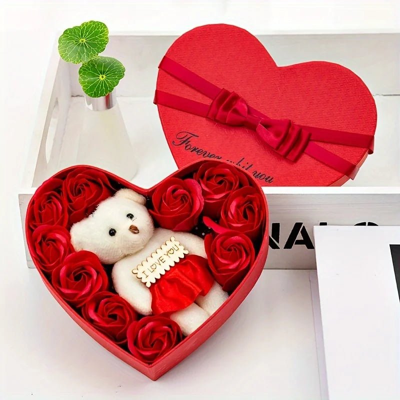 Valentine’s Day Rose Bear Gift Box – Elegant Soap Flower Gift - Buy Online at Bargain Bay Australia