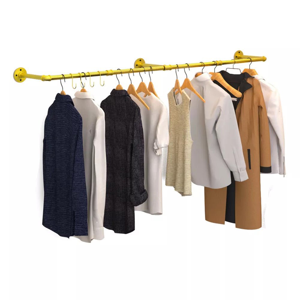 Wall Mounted Iron Clothing Storage Hanger Rod - Gold - Buy Online at Bargain Bay Australia