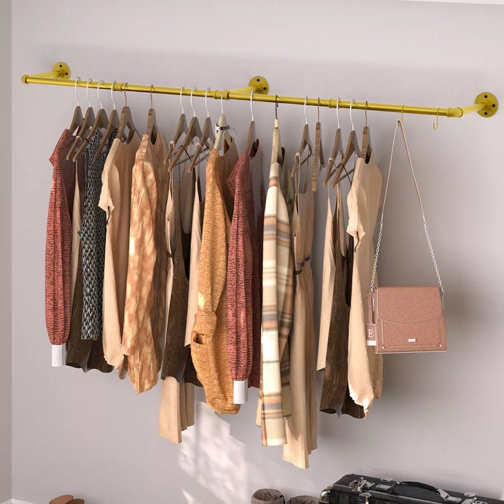 Wall Mounted Iron Clothing Storage Hanger Rod - Gold - Buy Online at Bargain Bay Australia