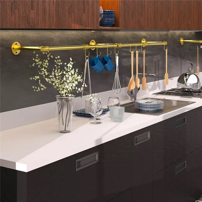 Wall Mounted Iron Clothing Storage Hanger Rod - Gold - Buy Online at Bargain Bay Australia