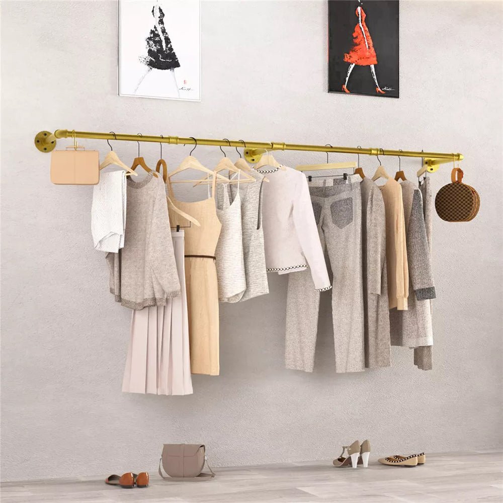Wall Mounted Iron Clothing Storage Hanger Rod - Gold - Buy Online at Bargain Bay Australia