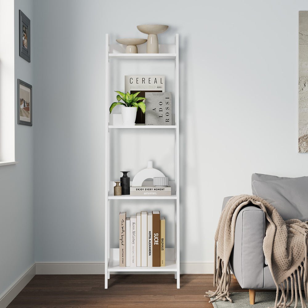 White 4 Tier Corner Ladder Display Shelves - Buy Online at Bargain Bay Australia