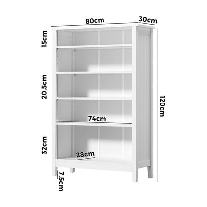 White 5 Tier Bookshelf Bookcase Display Storage Cabinet - Buy Online at Bargain Bay Australia