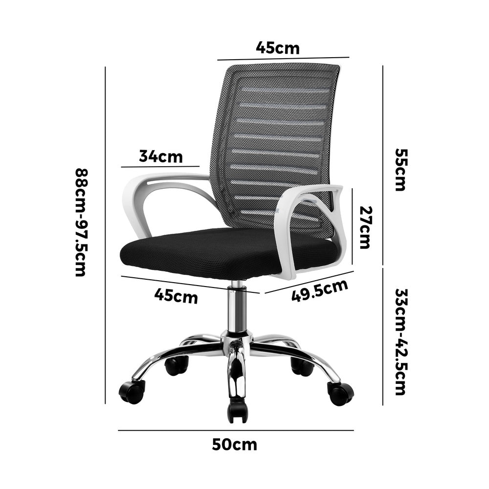 White and Black Mesh Office Chair with Breathable Backrest - Buy Online at Bargain Bay Australia