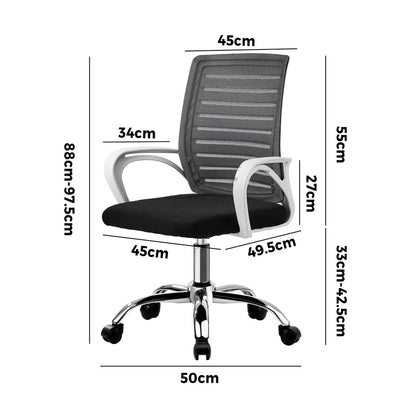 White and Black Mesh Office Chair with Breathable Backrest - Buy Online at Bargain Bay Australia