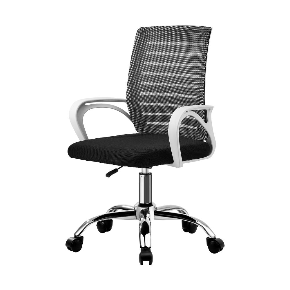 White and Black Mesh Office Chair with Breathable Backrest - Buy Online at Bargain Bay Australia