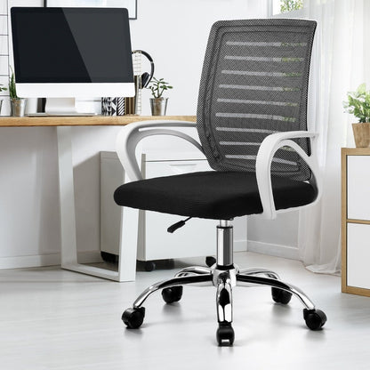 White and Black Mesh Office Chair with Breathable Backrest - Buy Online at Bargain Bay Australia