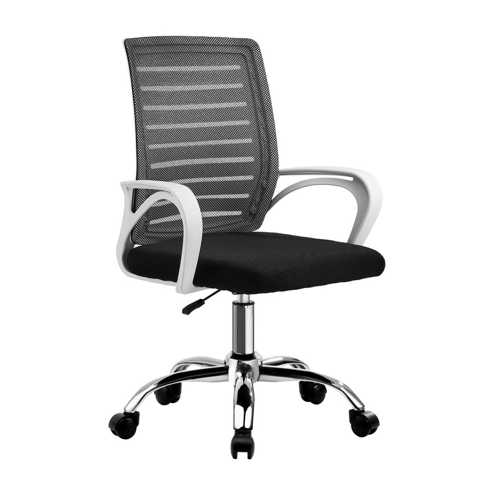 White and Black Mesh Office Chair with Breathable Backrest - Buy Online at Bargain Bay Australia