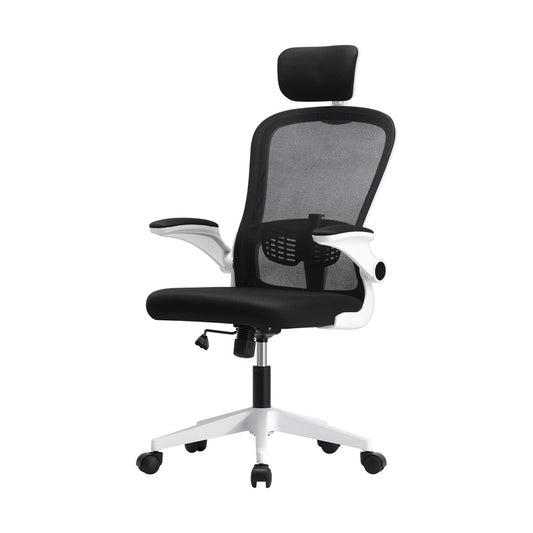 White and Black Mesh Office Chair with Fabric Seat - Buy Online at Bargain Bay Australia