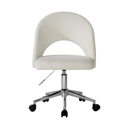 White and Silver Boucle Hollow Armless Home Office Chair - Buy Online at Bargain Bay Australia
