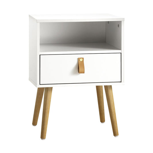 White Bedside Tables with Leather Handles - Buy Online at Bargain Bay Australia