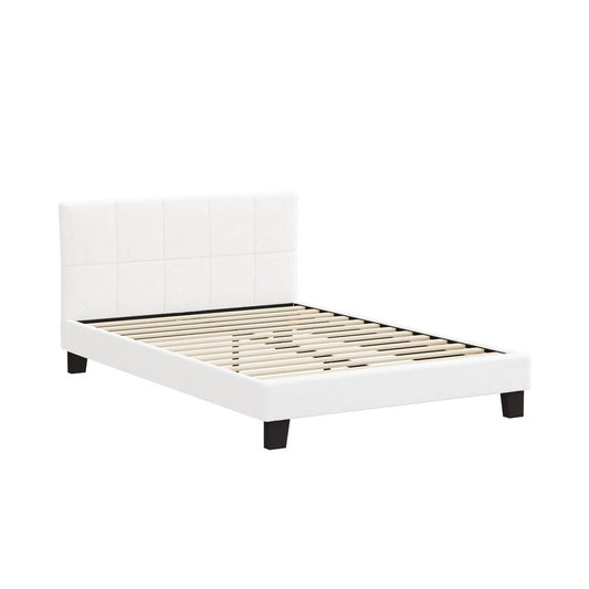 White Boucle Double Size Bed Frame Base - Buy Online at Bargain Bay Australia