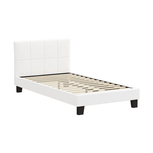 White Boucle King Single Size Bed Frame Base - Buy Online at Bargain Bay Australia