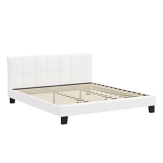 White Boucle King Size Bed Frame Base - Buy Online at Bargain Bay Australia