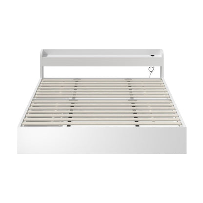 White King Size Bed Frame with Charging Ports and 2 Drawers - Buy Online at Bargain Bay Australia