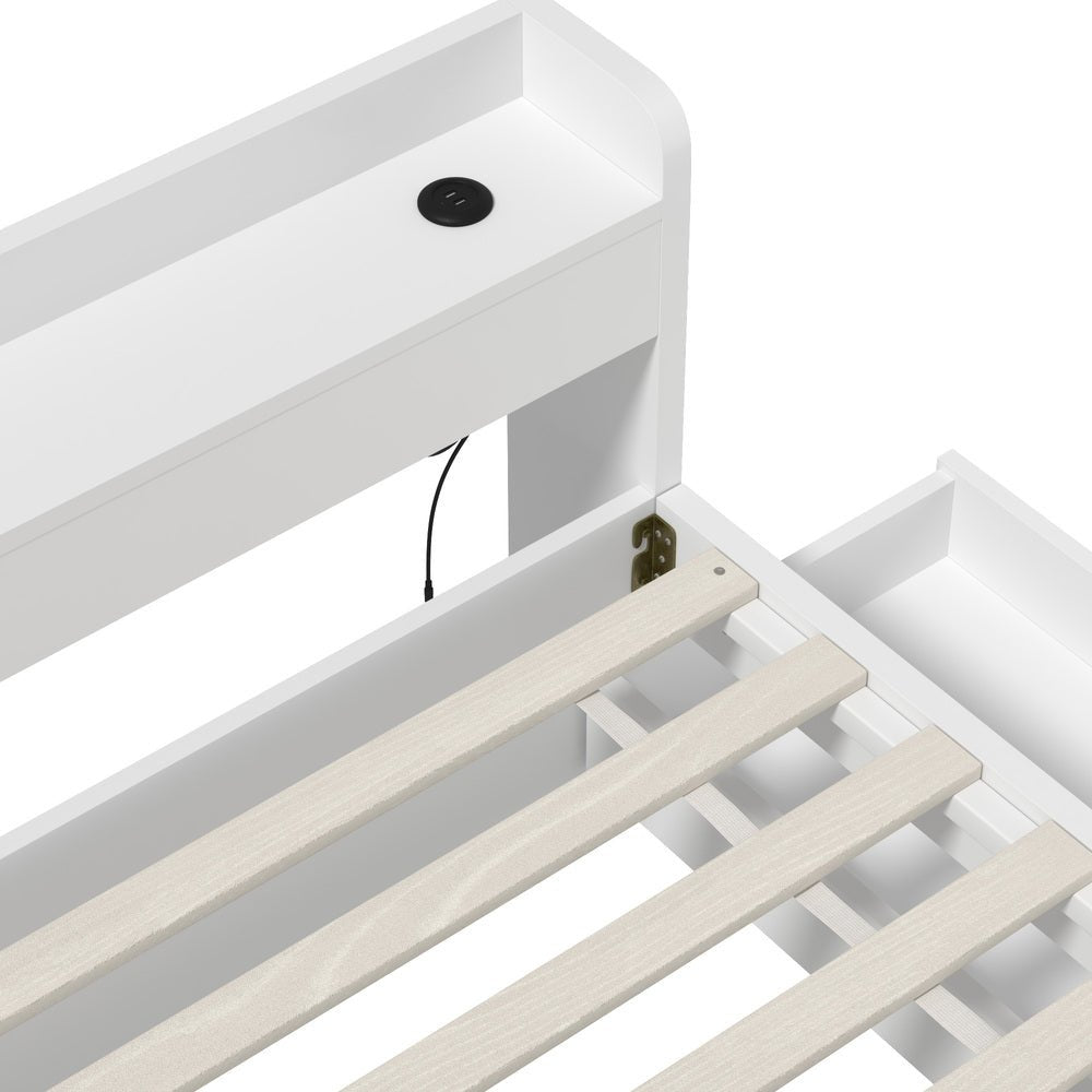 White King Size Bed Frame with Charging Ports and 2 Drawers - Buy Online at Bargain Bay Australia