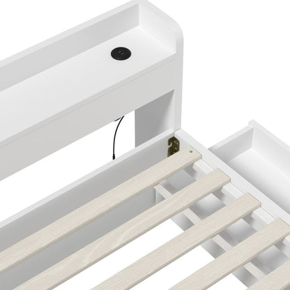 White King Size Bed Frame with Charging Ports and 2 Drawers - Buy Online at Bargain Bay Australia