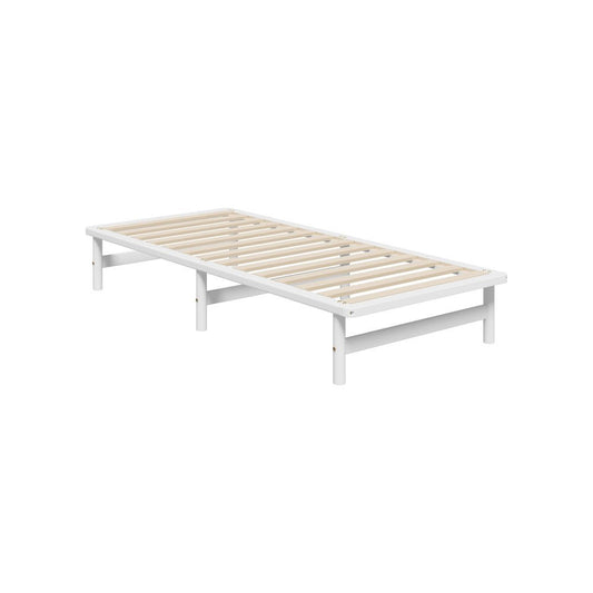 White Solid Pine Timber Single Size Wooden Bed Frame - Buy Online at Bargain Bay Australia