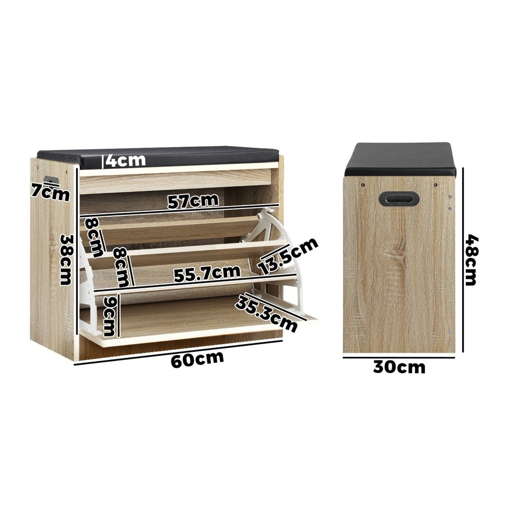 Wooden Shoe Storage Bench with PU Seat - Buy Online at Bargain Bay Australia